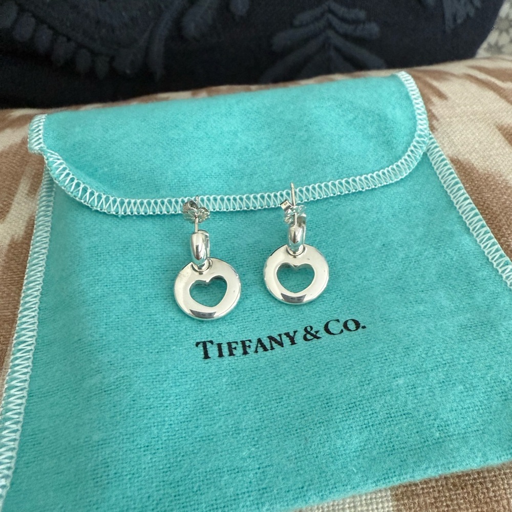 Tiffany & Co. Silver Heart Circle Earrings